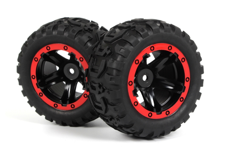 BLACKZON Slyder MT Wheels/Tires Assembled (Black/Red) i gruppen LEKER, BARN OG BABY / Radiostyrt / Reservedeler & Ekstra tilbehør / Blackzon hos TP E-commerce Nordic AB (C30843)