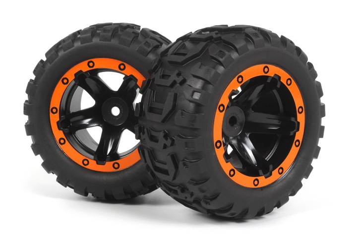 BLACKZON Slyder MT Wheels/Tires Assembled (Black/Orange) i gruppen LEKER, BARN OG BABY / Radiostyrt / Reservedeler & Ekstra tilbehør / Blackzon hos TP E-commerce Nordic AB (C30844)