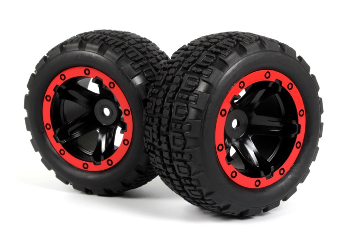 BLACKZON Slyder ST Wheels/Tires Assembled (Black/Red) i gruppen LEKER, BARN OG BABY / Radiostyrt / Reservedeler & Ekstra tilbehør / Blackzon hos TP E-commerce Nordic AB (C30845)