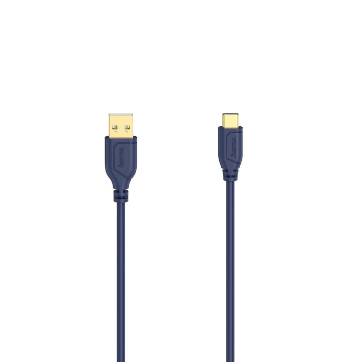 Hama Kabel USB-C Flexi-Slim USB-A-USB-C Gull Blå 0,75m i gruppen Datautstyr / Kabler og adaptere / USB / USB-C hos TP E-commerce Nordic AB (C30969)