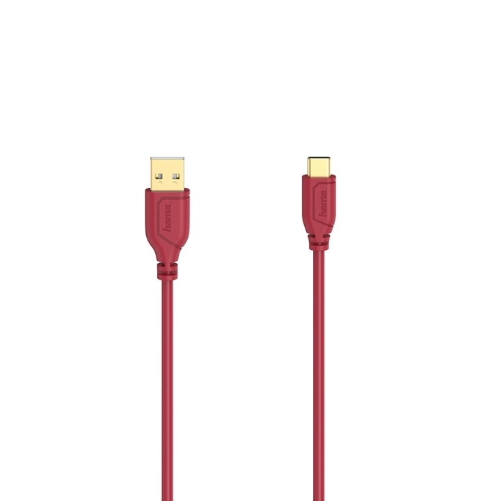 Hama Kabel USB-C Flexi-Slim USB-A-USB-C Gull Rød 0,75m i gruppen Datautstyr / Kabler og adaptere / USB / USB-C hos TP E-commerce Nordic AB (C30970)