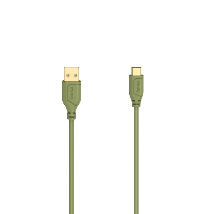 Hama Kabel USB-C Flexi-Slim USB-A-USB-C Gull Grønn 0,75m i gruppen Datautstyr / Kabler og adaptere / USB / USB-C hos TP E-commerce Nordic AB (C30971)