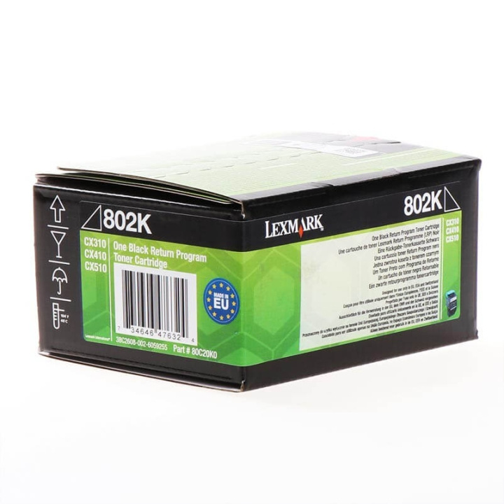 Lexmark Toner 80C20K0 802 Svart, Return i gruppen Datautstyr / Skrivere og tilbehør / Blekk og toner / Toner / Lexmark hos TP E-commerce Nordic AB (C32166)