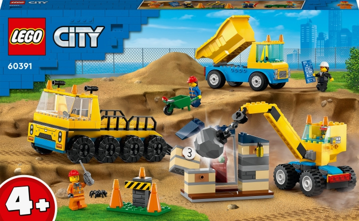LEGO City Great Vehicles 60391 - Construction Trucks and Wrecking Ball Crane i gruppen LEKER, BARN OG BABY / Leker / Byggeleker / Lego hos TP E-commerce Nordic AB (C32797)
