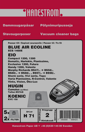 hanestroem Støvsugerposer Hanestrom EIO Handy. futura i gruppen HJEM, HUS OG HAGE / Rengjøringsprodukter / Støvsugere og tilbehør / Tilbehør / Støvsugerposer hos TP E-commerce Nordic AB (C33198)