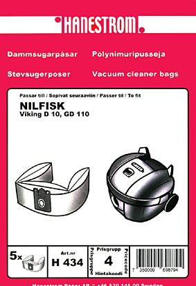 hanestroem Støvsugerposer Hanestrom Nilfisk Viking D10.GD110. 5P i gruppen HJEM, HUS OG HAGE / Rengjøringsprodukter / Støvsugere og tilbehør / Tilbehør / Støvsugerposer hos TP E-commerce Nordic AB (C33211)