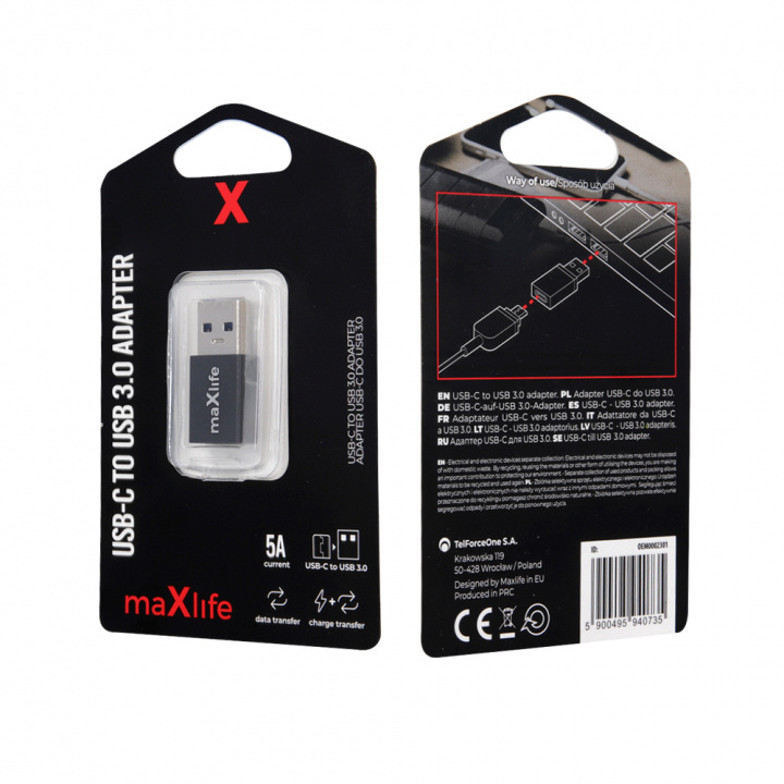 Maxlife USB-C til USB 3.0-adapter i gruppen SMARTTELEFON & NETTBRETT / Ladere og Kabler / Adaptere hos TP E-commerce Nordic AB (C33680)