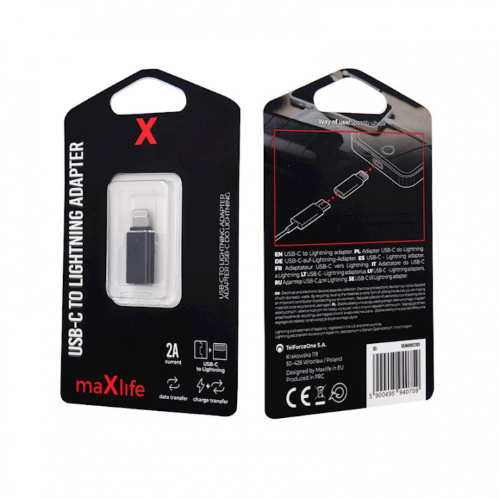 Maxlife USB-C til Lightning-adapter i gruppen SMARTTELEFON & NETTBRETT / Ladere og Kabler / Adaptere hos TP E-commerce Nordic AB (C33681)