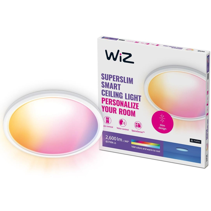 WiZ WiFi Smart SuperSlim Ceiling Colour + Varm-kald hvit 2600lm i gruppen HJEM, HUS OG HAGE / Smarthus / Smart belysning hos TP E-commerce Nordic AB (C33721)