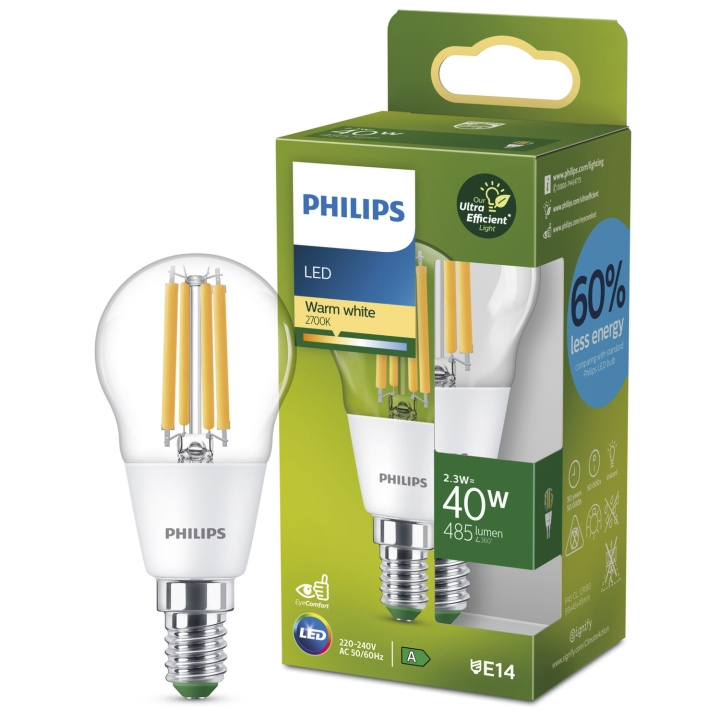 Philips LED E14 P45 Klot 2,3W (40W) Klar 485lm 2700K Energiklass A i gruppen Elektronikk / Lys / LED-lys hos TP E-commerce Nordic AB (C33741)