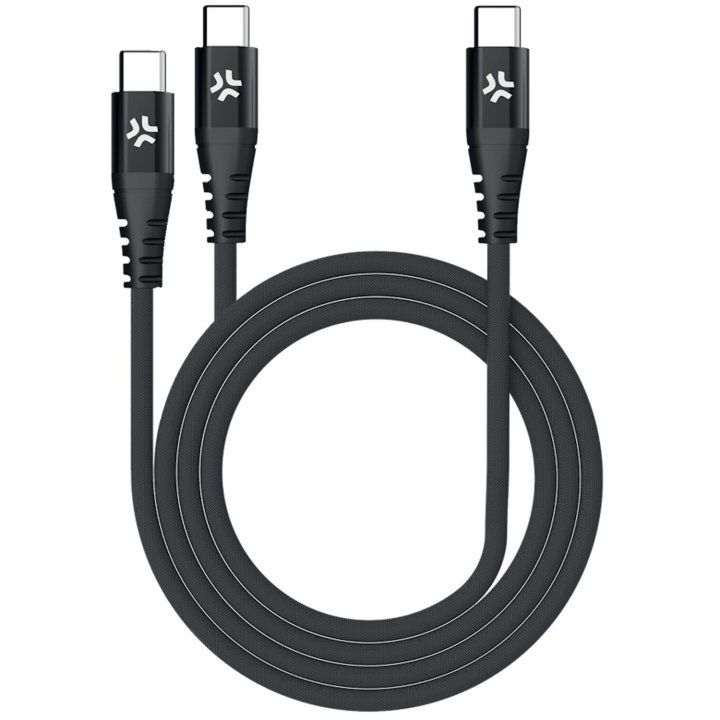 Celly USB-C - 2x USB-C-kabel 100W PD 1,3m Svart i gruppen SMARTTELEFON & NETTBRETT / Ladere og Kabler / Kabler / Kabler type C hos TP E-commerce Nordic AB (C33769)