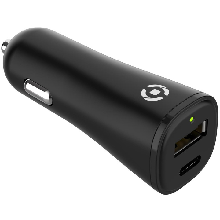 Celly Planet Billaddare USB-A + USB-C av 100% återvunnen plast Svart i gruppen SMARTTELEFON & NETTBRETT / Ladere og Kabler / Billader / Billader Type C hos TP E-commerce Nordic AB (C33789)