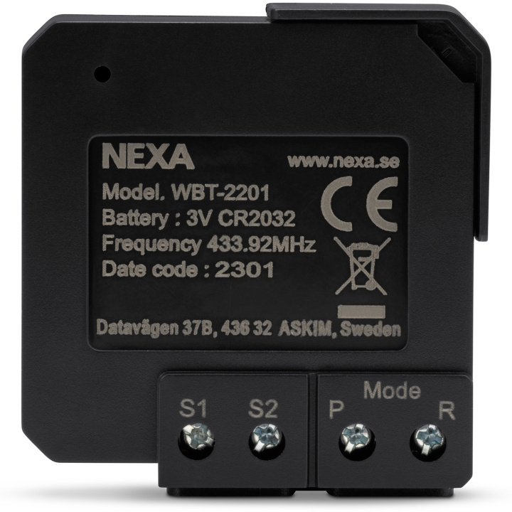 Nexa WBT-2201 Innebygd batteridrevet sender på/av/dimmer 2 kanaler i gruppen HJEM, HUS OG HAGE / Smarthus / Smarte sensorer hos TP E-commerce Nordic AB (C33829)