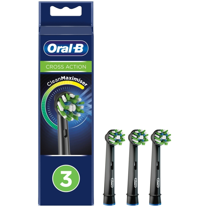 Oral B Borsthuvud Cross Action Black 3st i gruppen HELSE OG SKJØNNHET / Munnpleie / Elektriske tannbørster tilbehør hos TP E-commerce Nordic AB (C33848)