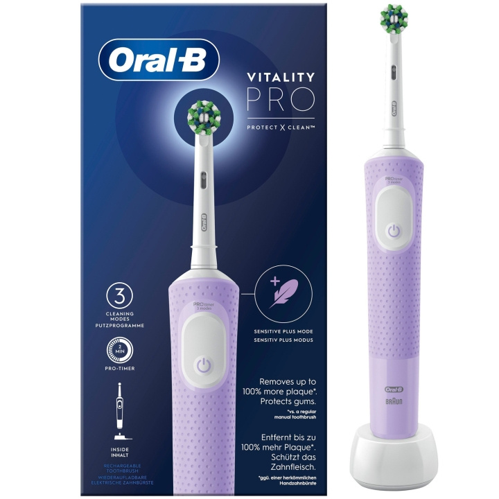 Oral B Eltandborste Vitality Pro Lilac CA HBOX i gruppen HELSE OG SKJØNNHET / Munnpleie / Elektriske tannbørster hos TP E-commerce Nordic AB (C33859)