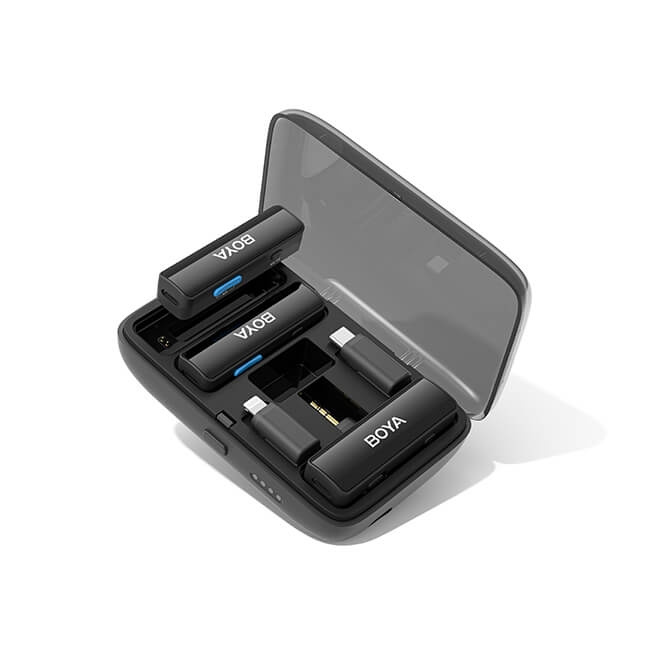 BOYA Trådløst Mikrofonsystem BOYALINK X2, 3.5 mm, Lightning og USB-C i gruppen Elektronikk / Lyd & Bilde / Håndholdte mikrofoner hos TP E-commerce Nordic AB (C34642)