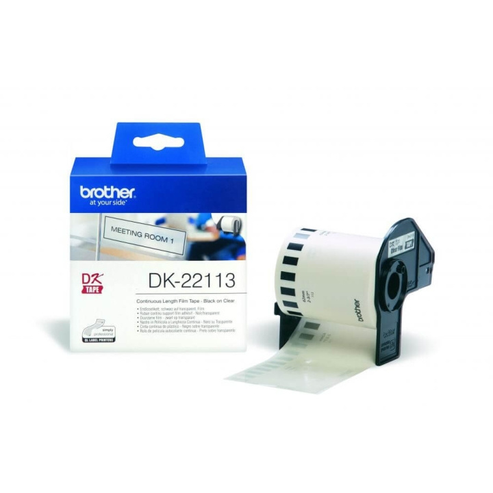 Brother Tape DK22113 62mm Svart på Transparent i gruppen Datautstyr / Skrivere og tilbehør / Skrivere / Merkemaskiner og tilbehør / Etiketter hos TP E-commerce Nordic AB (C34692)