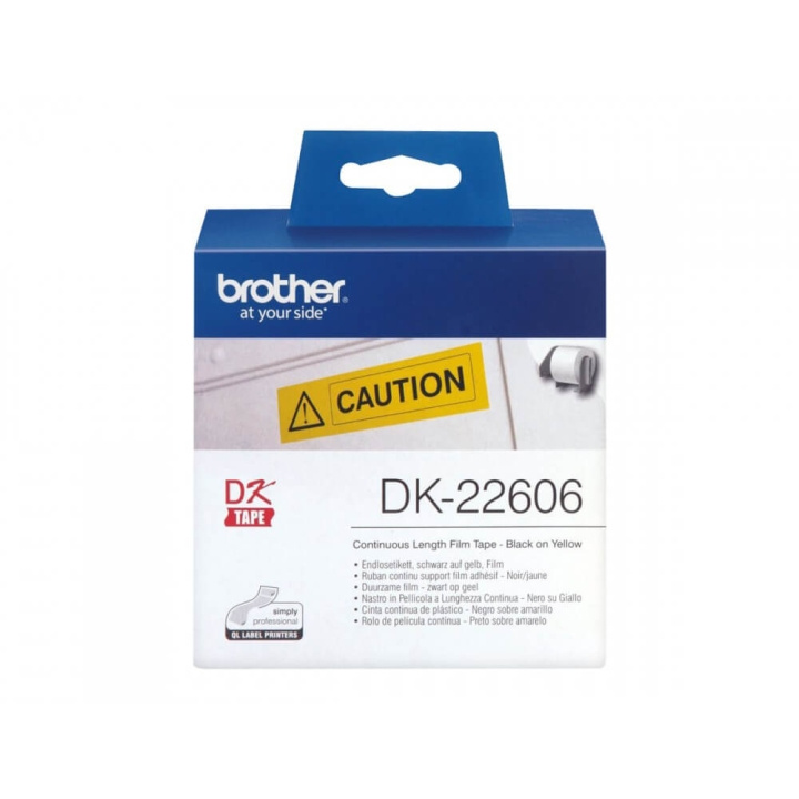 Brother Tape DK22606 62mm Svart på Gul i gruppen Datautstyr / Skrivere og tilbehør / Skrivere / Merkemaskiner og tilbehør / Etiketter hos TP E-commerce Nordic AB (C34699)