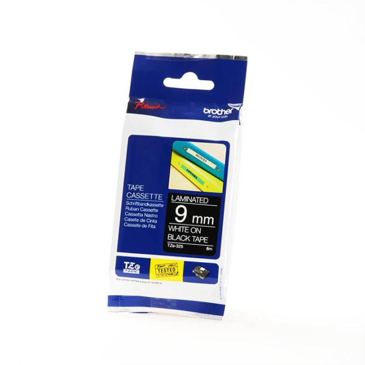 Brother Tape TZE-325 9mm Vit på Svart i gruppen Datautstyr / Skrivere og tilbehør / Skrivere / Merkemaskiner og tilbehør / Tape hos TP E-commerce Nordic AB (C34737)