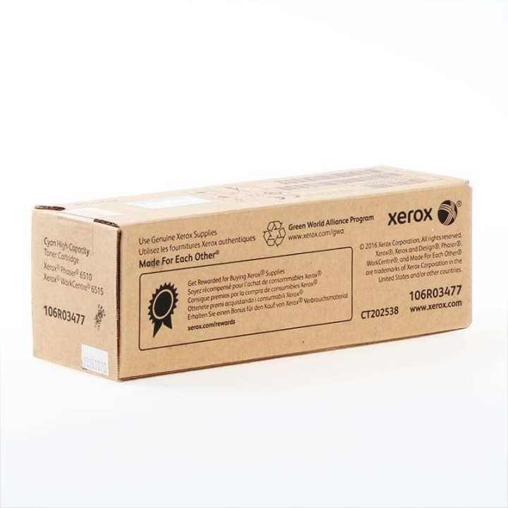 Xerox Toner 106R03477 Cyan høykapasitet i gruppen Datautstyr / Skrivere og tilbehør / Blekk og toner / Toner / Xerox hos TP E-commerce Nordic AB (C35125)