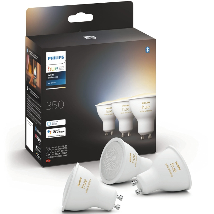 Philips Hue Hue White Ambiance GU10 3-pakning i gruppen HJEM, HUS OG HAGE / Smarthus / Smart belysning hos TP E-commerce Nordic AB (C35376)