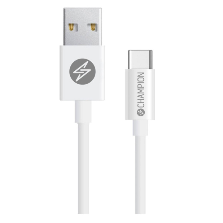 Champion USB-A till USB-C Kabel 1m Vit i gruppen SMARTTELEFON & NETTBRETT / Ladere og Kabler / Kabler / Kabler type C hos TP E-commerce Nordic AB (C35383)