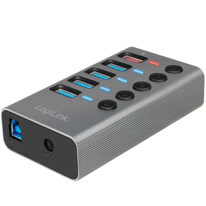 LogiLink USB-hub 4+1 porter med separate av/på-knapper USB 3.2 Gen 1 i gruppen Datautstyr / Datamaskin Tilbehør / USB-Hubs hos TP E-commerce Nordic AB (C35394)