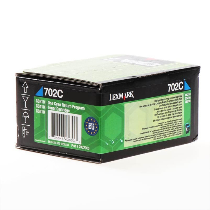 Lexmark Toner 70C20C0 702 Cyan Return i gruppen Datautstyr / Skrivere og tilbehør / Blekk og toner / Toner / Lexmark hos TP E-commerce Nordic AB (C36689)