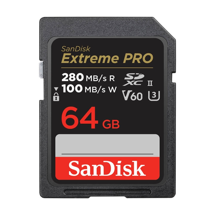 SanDisk Extreme Pro 64GB 280MB/s V60 C10 UHS-II i gruppen Elektronikk / Lagringsmedia / Minnekort / SD/SDHC/SDXC hos TP E-commerce Nordic AB (C38406)