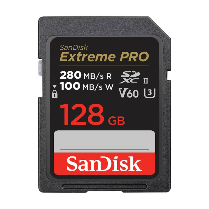 SanDisk Extreme Pro 128GB 280MB/s V60 C10 UHS-II i gruppen Elektronikk / Lagringsmedia / Minnekort / SD/SDHC/SDXC hos TP E-commerce Nordic AB (C38407)