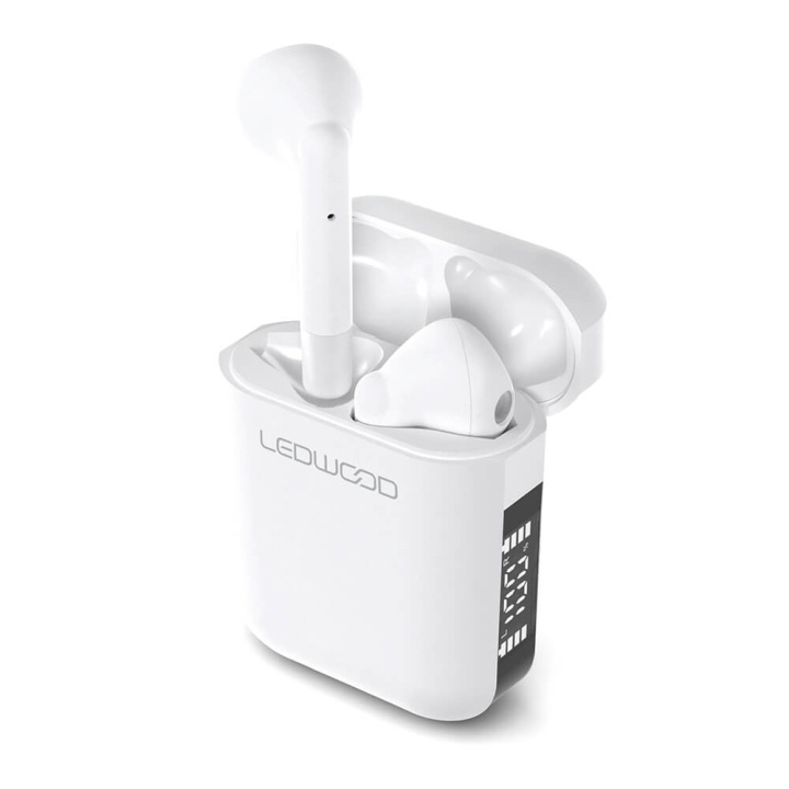 LEDWOOD Hodetelefon Apollo TWS True Wireless In-Ear Hvit Mic i gruppen Elektronikk / Lyd & Bilde / Hodetelefoner & Tilbehør / Hodetelefoner hos TP E-commerce Nordic AB (C38423)