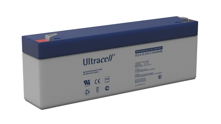 Ultracell Blybatteri 12 V, 2,1 Ah (UL2.4-12) Faston (4,8 mm) Blybatteri, VdS i gruppen Elektronikk / Batterier & Ladere / Oppladbare batterier / Blybatterier hos TP E-commerce Nordic AB (C38839)