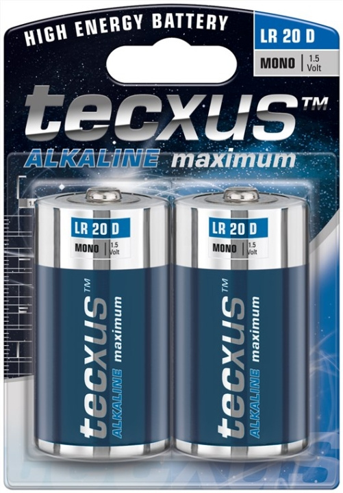 tecxus LR20/D (Mono) batteri, 2 st. blister alkaliskt manganbatteri, 1,5 V i gruppen Elektronikk / Batterier & Ladere / Batterier / Andre hos TP E-commerce Nordic AB (C38848)