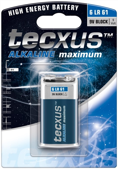 tecxus 6LR61/6LP3146/9 V Block batteri, 1 st. blister alkaliskt manganbatteri, 9 V i gruppen Elektronikk / Batterier & Ladere / Batterier / 9V hos TP E-commerce Nordic AB (C38849)
