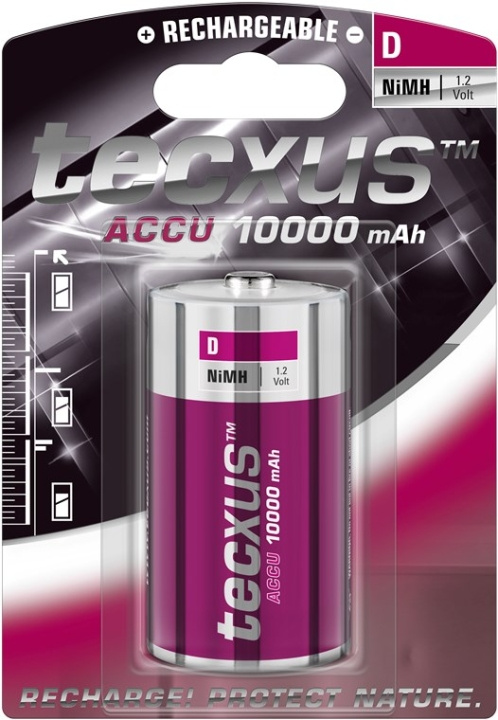 tecxus D (Mono)/HR20 oppladbart batteri - 10000 mAh, 1 stk. blisterpakning Nikkel-metallhydrid (NiMH)-batteri, 1,2 V i gruppen Elektronikk / Batterier & Ladere / Batterier / Andre hos TP E-commerce Nordic AB (C38850)