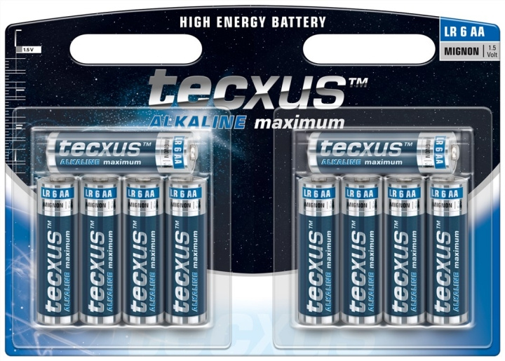 tecxus LR6/AA (Mignon) batteri, 10 stk. blisterpakning alkalisk manganbatteri, 1,5 V i gruppen Elektronikk / Batterier & Ladere / Batterier / AA hos TP E-commerce Nordic AB (C38851)