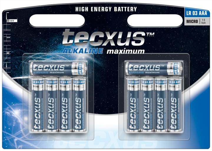 tecxus LR03/AAA (Micro) batteri, 10 stk. blister alkalisk manganbatteri, 1,5 V i gruppen Elektronikk / Batterier & Ladere / Batterier / AAA hos TP E-commerce Nordic AB (C38852)
