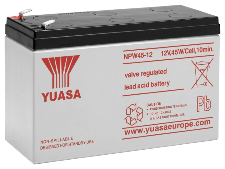 Yuasa Blybatteri 12 V, 8,5 Ah (NPW45-12) Faston (6,35 mm) blybatteri i gruppen Elektronikk / Batterier & Ladere / Oppladbare batterier / Blybatterier hos TP E-commerce Nordic AB (C38883)