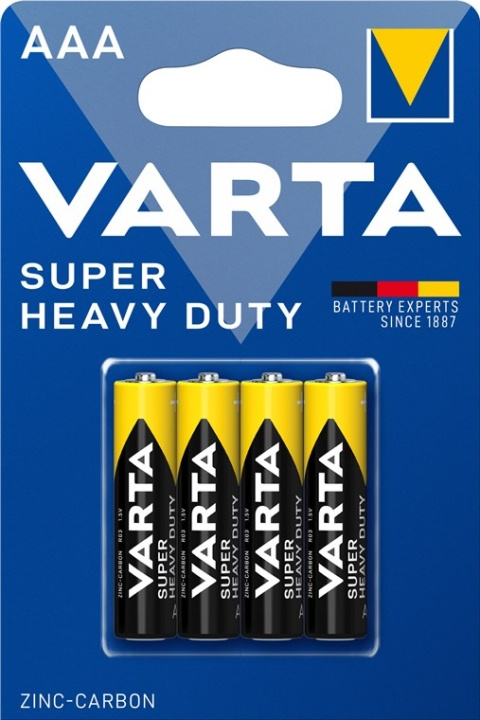 Varta R03/AAA (Micro) (2003) batteri, 4 stk. blisterpakning Sink-karbonbatteri, 1,5 V i gruppen Elektronikk / Batterier & Ladere / Batterier / AAA hos TP E-commerce Nordic AB (C38890)