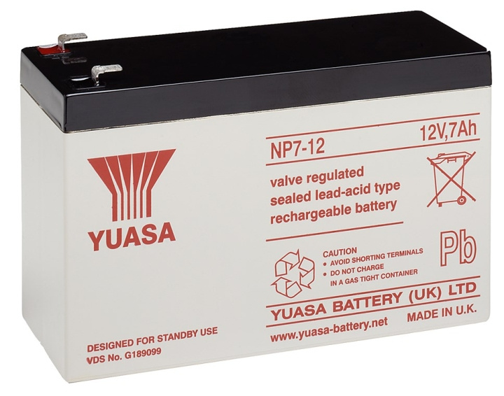 Yuasa Blybatteri 12 V, 7,0 Ah (NP7-12) Blybatteri, VdS i gruppen Elektronikk / Batterier & Ladere / Oppladbare batterier / Blybatterier hos TP E-commerce Nordic AB (C38905)