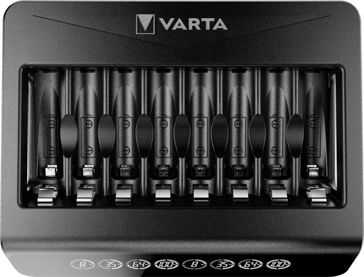 Varta LCD Multi Charger+ (type 57681) lader opptil 8 AA- eller AAA-batterier (NiMH) samtidig i gruppen Elektronikk / Batterier & Ladere / Batterilader hos TP E-commerce Nordic AB (C39147)