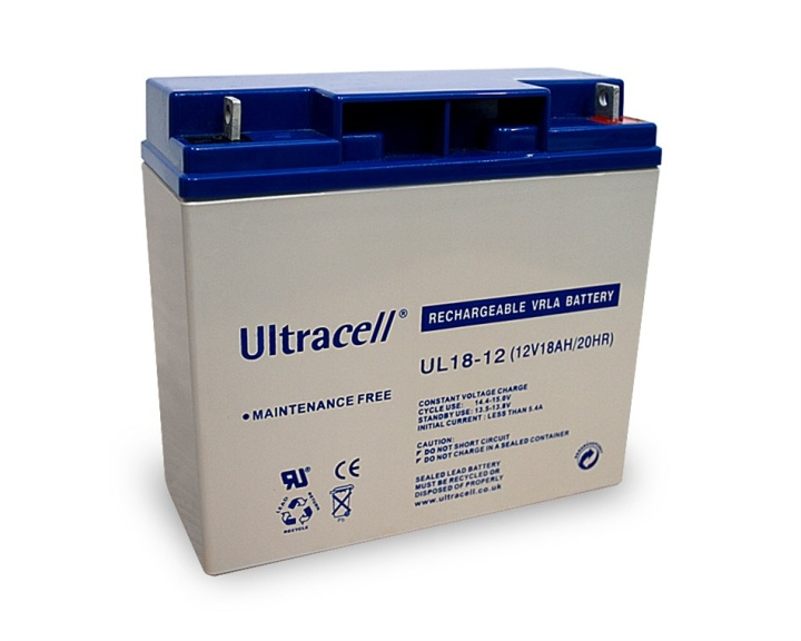 Ultracell Blybatteri 12 V, 18 Ah (UC18-12) Ämne (M5) Blybatteri i gruppen Elektronikk / Batterier & Ladere / Oppladbare batterier / Blybatterier hos TP E-commerce Nordic AB (C39426)