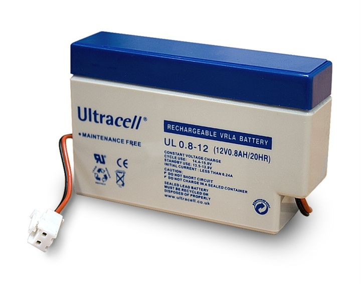 Ultracell Blybatteri 12 V, 0,8 Ah (UL0.8-12) JST-kontakt Blybatteri i gruppen Elektronikk / Batterier & Ladere / Oppladbare batterier / Blybatterier hos TP E-commerce Nordic AB (C39428)