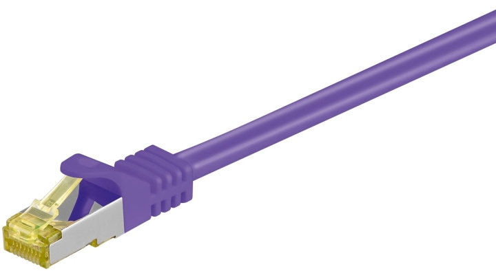 Goobay RJ45 patchkabel S/FTP (PiMF), 500 MHz, med CAT 7 råkabel, violett, 0,5 m LSZH halogenfri kabelhölje, koppar, RJ45-kontakt (CAT 6A) i gruppen Datautstyr / Kabler og adaptere / Nettverk / Cat 7 hos TP E-commerce Nordic AB (C39459)