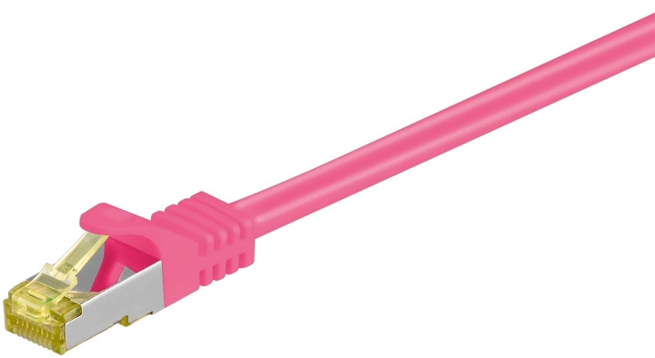 Goobay RJ45 patchkabel S/FTP (PiMF), 500 MHz, med CAT 7 råkabel, magenta, 15 m LSZH halogenfri kabelmantel, kobber, RJ45-kontakt (CAT 6A) i gruppen Datautstyr / Kabler og adaptere / Nettverk / Cat 7 hos TP E-commerce Nordic AB (C39527)