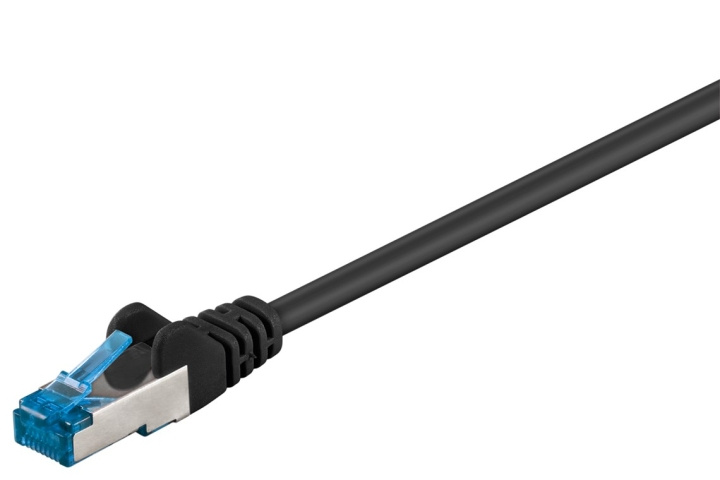 Goobay Patchkabel CAT 6A, S/FTP (PiMF), svart, 0,5 m opparledare (CU), halogenfri kabelhölje (LSZH) i gruppen Datautstyr / Kabler og adaptere / Nettverk / Cat6 hos TP E-commerce Nordic AB (C39690)