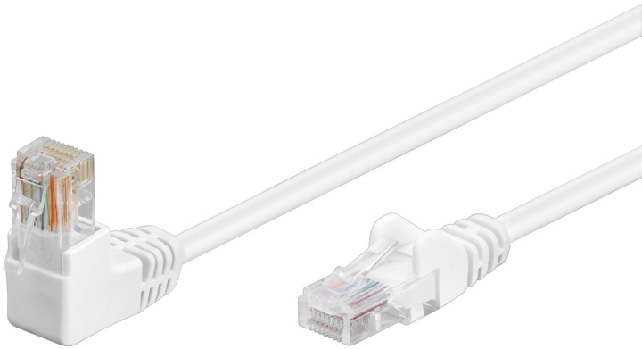 Goobay Kretskabel CAT 5e, 1x 90° vinklet, U/UTP, hvit, 0,5 m kobberbelagt aluminiumtråd (CCA), 1x RJ45-plugg 90° (8P8C) i gruppen Datautstyr / Kabler og adaptere / Nettverk / Cat5e hos TP E-commerce Nordic AB (C39779)