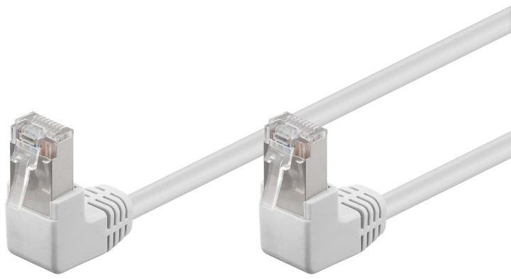 Goobay Kretskabel CAT 5e, 2x 90° vinklet, F/UTP, hvit, 1 m kobberbelagt aluminiumtråd (CCA), 2x RJ45-plugg 90° (8P8C) i gruppen Datautstyr / Kabler og adaptere / Nettverk / Cat5e hos TP E-commerce Nordic AB (C39998)