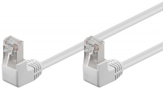 Goobay Kretskabel CAT 5e, 2x 90° vinklet, F/UTP, hvit, 1 m kobberbelagt aluminiumtråd (CCA), 2x RJ45-plugg 90° (8P8C)