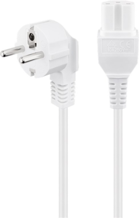 Goobay Tilkoblingskabel for varmt utstyr, 2 m, hvit Jordingsstift (type F, CEE 7/7) > apparatuttak C15 i gruppen Datautstyr / Kabler og adaptere / elektriske kabler hos TP E-commerce Nordic AB (C40050)